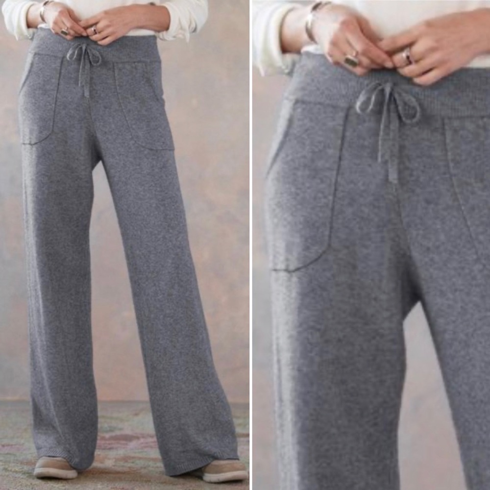 Wide Leg Knit Lounge Pants - Gray